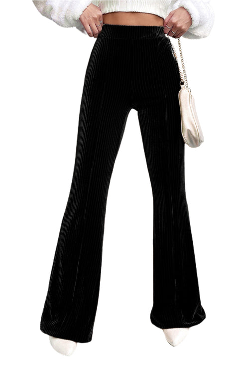 Solid Color High Waist Flare Corduroy Pants